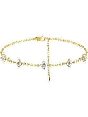 Gold White Gold Plated 3mm CZ Classic Tennis Wedding Bracelet